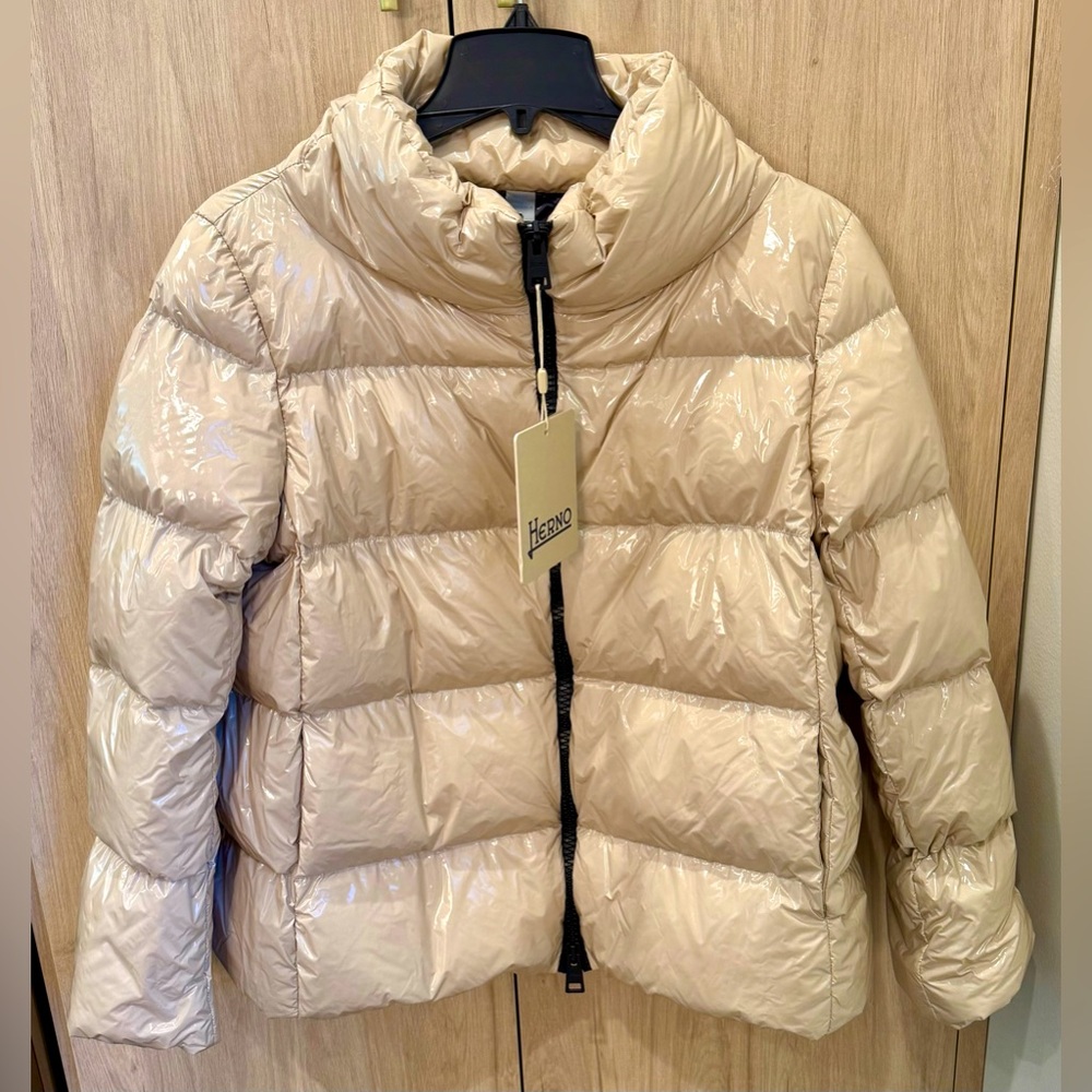 NWTs Herno Glossy Down Jacket. Chantilly. Sz. 48 IT (12 US). MARKED